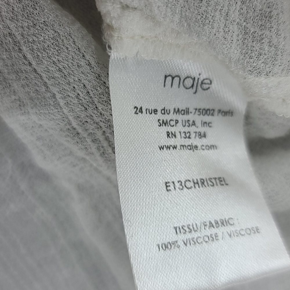 Maje size 1 white gauzy pocket front button down - Picture 6 of 7